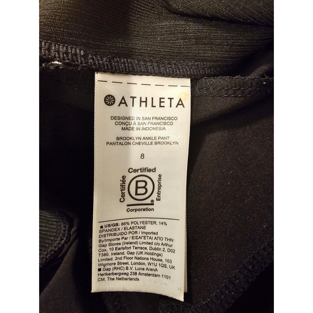 Athleta Brooklyn Mid Rise Ankle Pants Black 8 Featherweight Stretch 198671 EUC - Picture 8 of 9